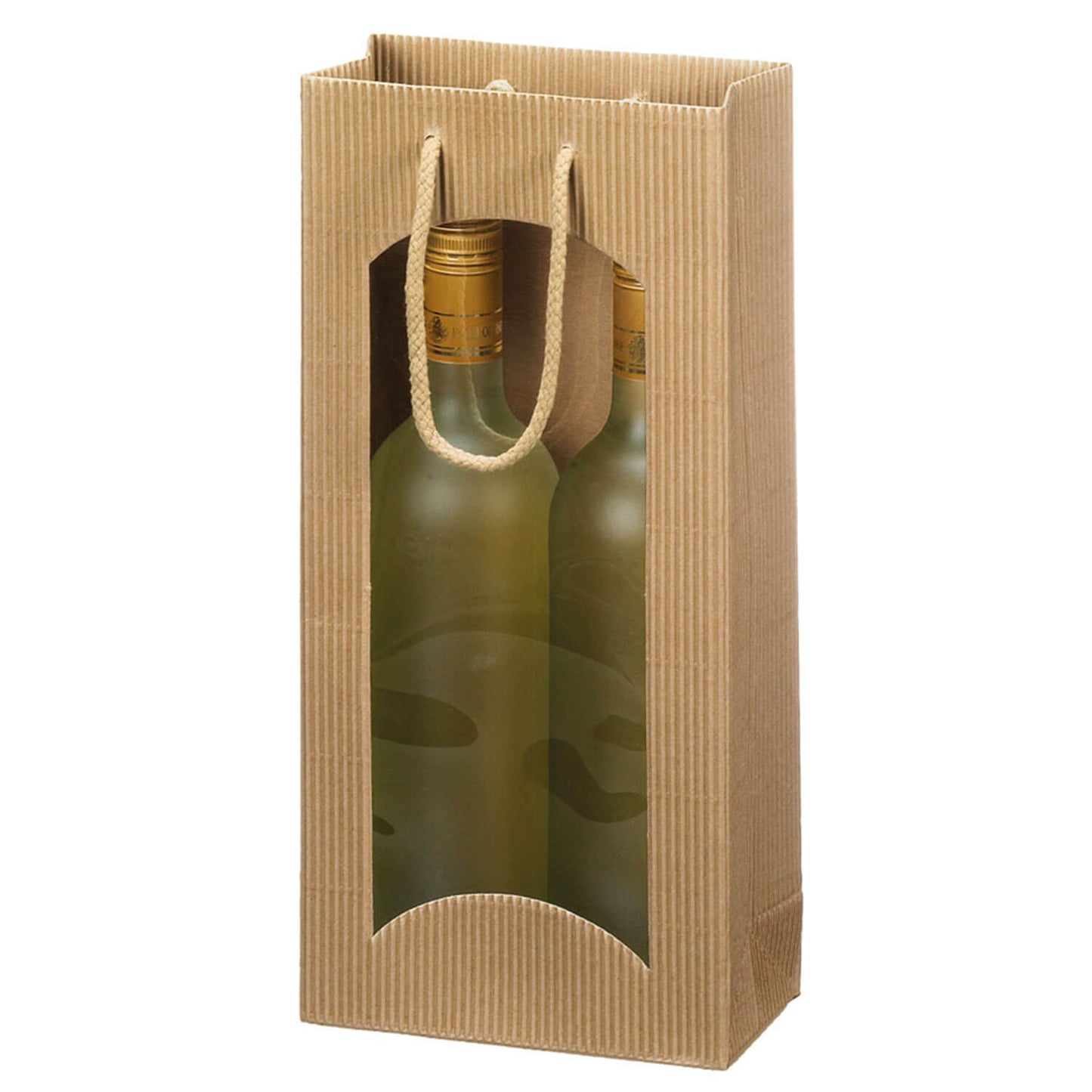 Sac de transport de bouteilles PRS-EP avec fenêtre au design « OpenWave » pour 1 à 3 bouteilles, naturel, 20 pièces/paquet.