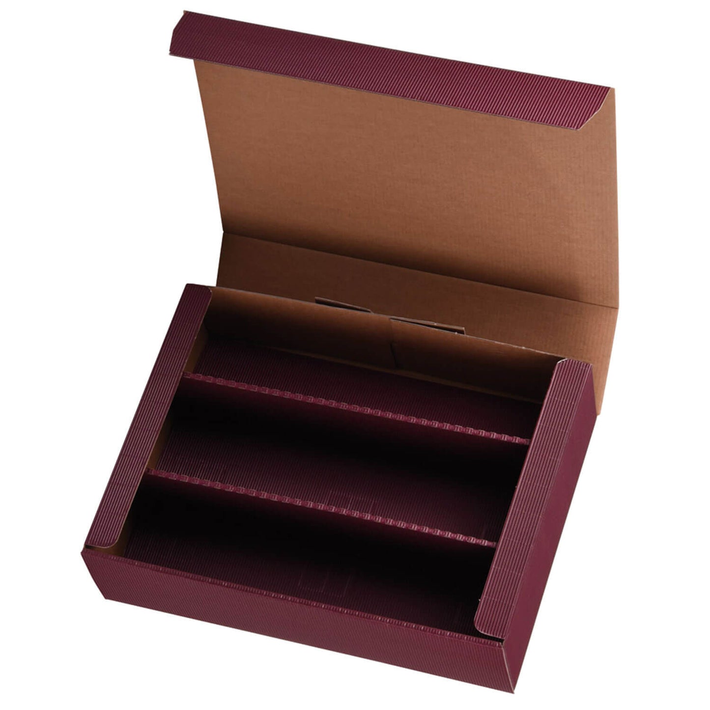 PRS-EP bottle insert for hinged bottle box in "OpenWave" design for 3 bottles, 4 colors, 25 pcs/pkg.